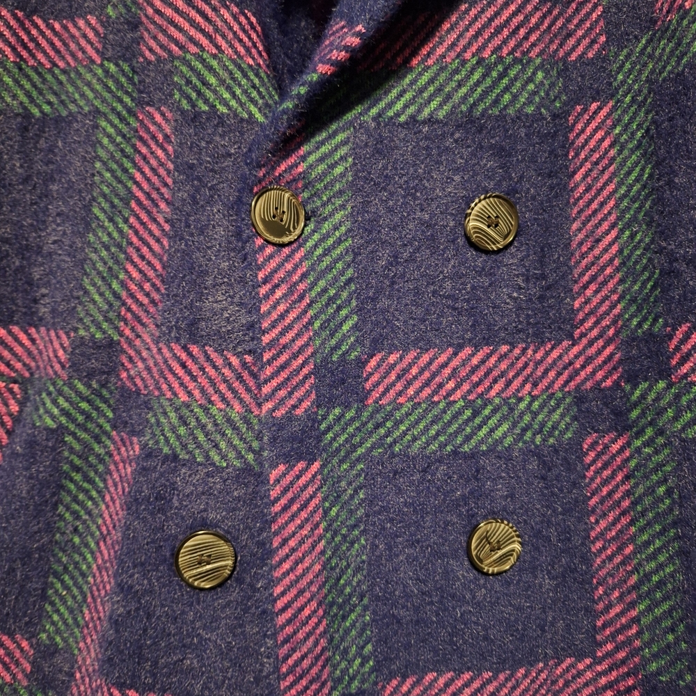 NWOT NVLT Women's Blue and Pink Eyelash Knit Plaid Coat - Picture 8 of 12